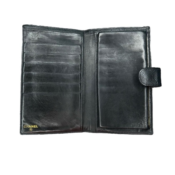 Authentic CHANEL Black Caviar Leather Timeless CC Long Large Wallet Kisslock - Picture 5 of 16